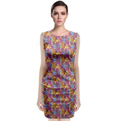 Groovy Floral Pattern Sleeveless Velvet Midi Dress