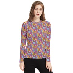 Groovy Floral Pattern Women s Long Sleeve Rash Guard by designsbymallika