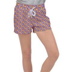 Groovy Floral Pattern Velour Lounge Shorts