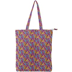 Groovy Floral Pattern Double Zip Up Tote Bag