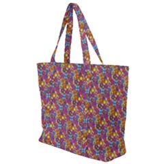 Groovy Floral Pattern Zip Up Canvas Bag