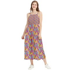 Groovy Floral Pattern Boho Sleeveless Summer Dress