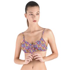 Groovy Floral Pattern Tie Up Cut Bikini Top