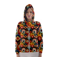 Multicolor Geometric Pattern Women s Hooded Windbreaker by designsbymallika