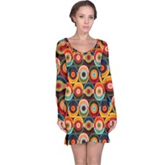 Multicolor Geometric Pattern Long Sleeve Nightdress by designsbymallika