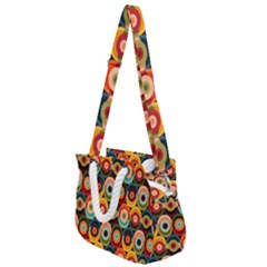 Multicolor Geometric Pattern Rope Handles Shoulder Strap Bag