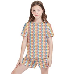 Psychedelic Groovy Pattern Kids  Tee And Sports Shorts Set by designsbymallika