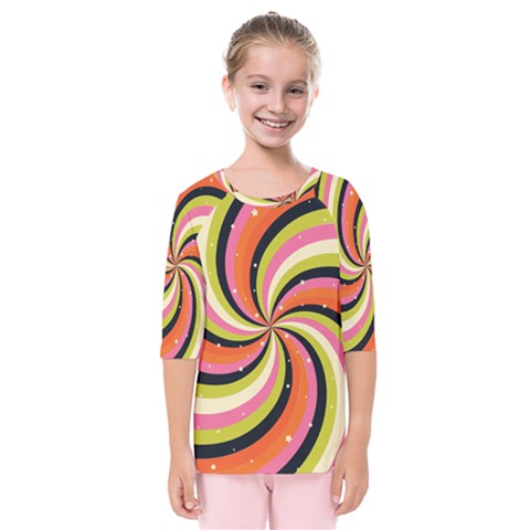 Psychedelic Groovy Orange Kids  Quarter Sleeve Raglan Tee by designsbymallika