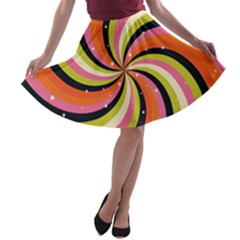 Psychedelic Groovy Orange A-line Skater Skirt by designsbymallika