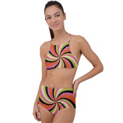 Psychedelic Groovy Orange High Waist Tankini Set by designsbymallika