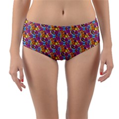 Summer Floral Pattern Reversible Mid-waist Bikini Bottoms by designsbymallika