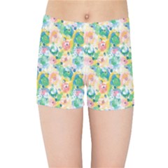 Water Color Floral Pattern Kids  Sports Shorts by designsbymallika