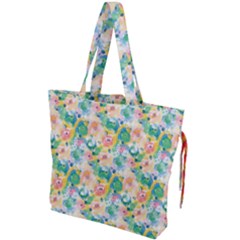 Water Color Floral Pattern Drawstring Tote Bag by designsbymallika