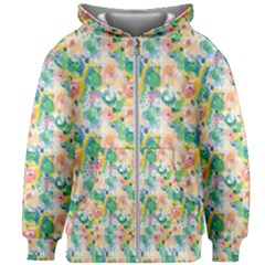 Water Color Floral Pattern Kids  Zipper Hoodie Without Drawstring