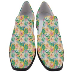 Water Color Floral Pattern Women Slip On Heel Loafers by designsbymallika