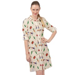 Vegetables Athletes Long Sleeve Mini Shirt Dress by SychEva
