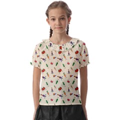 Vegetables Athletes Kids  Frill Chiffon Blouse