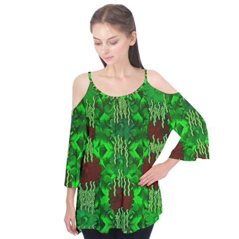 Forest Of Colors And Calm Flowers On Vines Flutter Tees by pepitasart