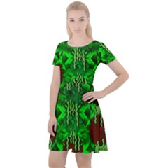 Forest Of Colors And Calm Flowers On Vines Cap Sleeve Velour Dress  by pepitasart