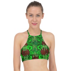 Forest Of Colors And Calm Flowers On Vines Racer Front Bikini Top by pepitasart