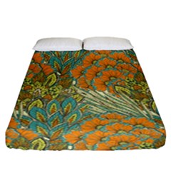 Orange Flowers Fitted Sheet (california King Size) by goljakoff