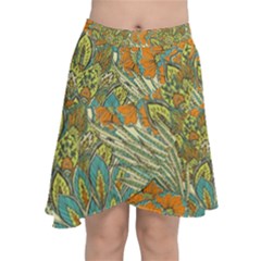 Orange Flowers Chiffon Wrap Front Skirt by goljakoff