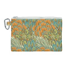 Orange Flowers Canvas Cosmetic Bag (large) by goljakoff