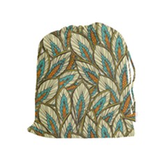 Green Leaves Drawstring Pouch (xl) by goljakoff