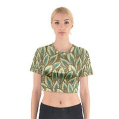 Green Leaves Cotton Crop Top by goljakoff