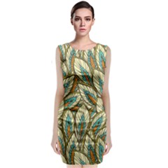 Green Leaves Classic Sleeveless Midi Dress by goljakoff