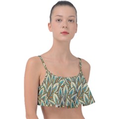 Green Leaves Frill Bikini Top by goljakoff