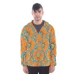 Orange Flowers Men s Hooded Windbreaker by goljakoff