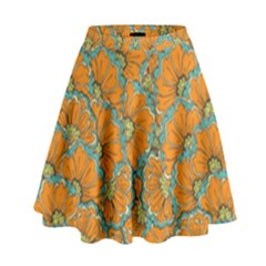Orange Flowers High Waist Skirt by goljakoff