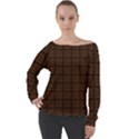 Chocolate Off Shoulder Long Sleeve Velour Top View1