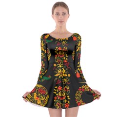 Hohloma Ornament Long Sleeve Skater Dress by goljakoff