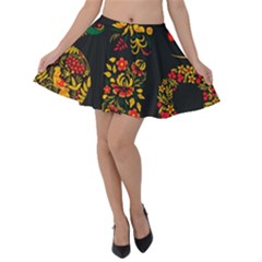 Hohloma Ornament Velvet Skater Skirt by goljakoff