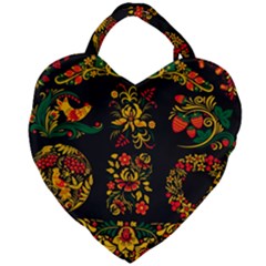 Hohloma Ornament Giant Heart Shaped Tote by goljakoff