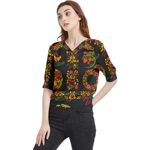 Hohloma Ornament Quarter Sleeve Blouse by goljakoff