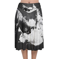 Whale Dream Velvet Flared Midi Skirt by goljakoff