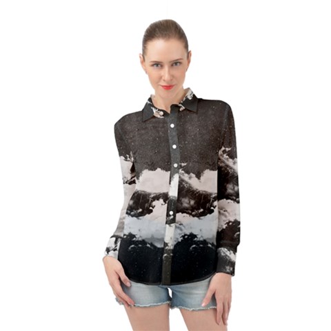 Whale Dream Long Sleeve Chiffon Shirt by goljakoff