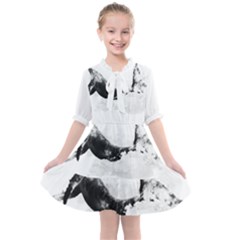 Blue Whale In Clouds Kids  All Frills Chiffon Dress by goljakoff