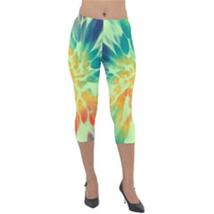 Retro Tie Dye 6 Lightweight Velour Capri Leggings 