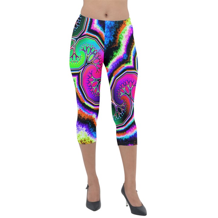 Mystic Rainbow Trees Lightweight Velour Capri Leggings 