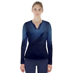Whales Family V-neck Long Sleeve Top by goljakoff