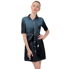 Whales Family Belted Shirt Dress by goljakoff