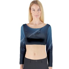 Blue Whales Long Sleeve Crop Top by goljakoff