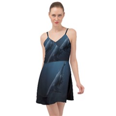 Blue Whales Summer Time Chiffon Dress by goljakoff