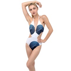 Blue Whales Plunging Cut Out Swimsuit by goljakoff