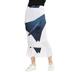 Whales In Deep Ocean Maxi Fishtail Chiffon Skirt by goljakoff