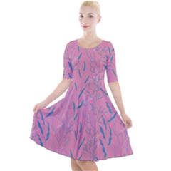 Undersea World  Plants And Starfish Quarter Sleeve A-line Dress by SychEva